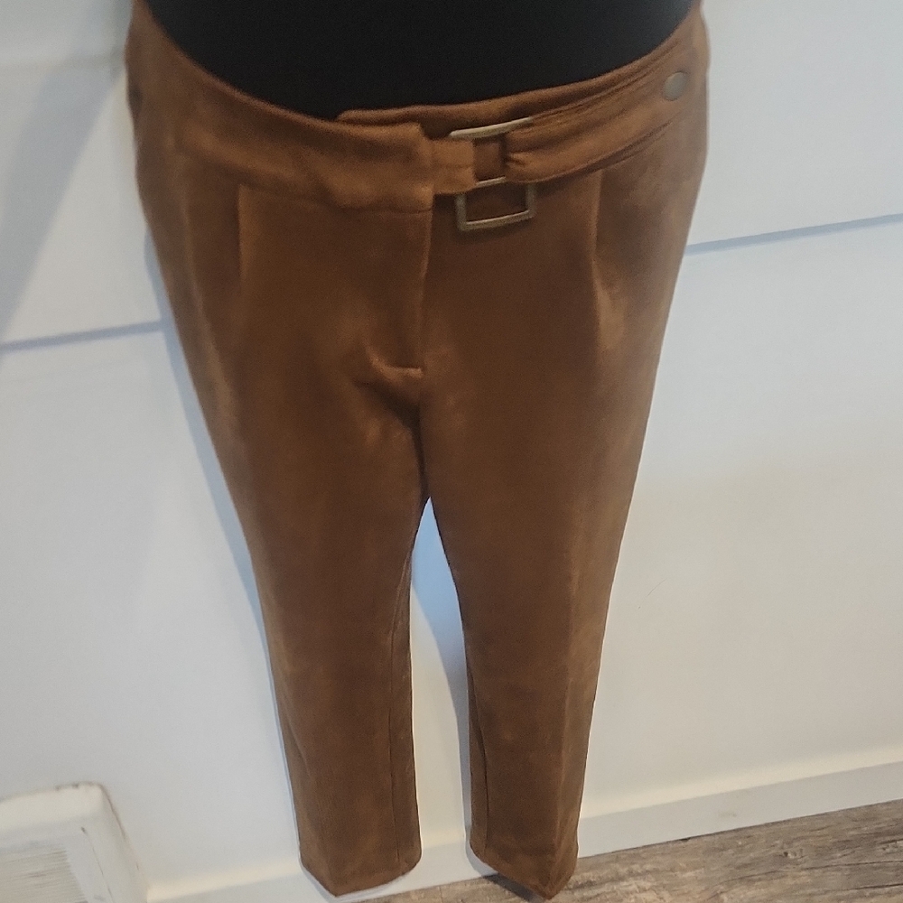 Cleo Brown Cropped Suede Pants